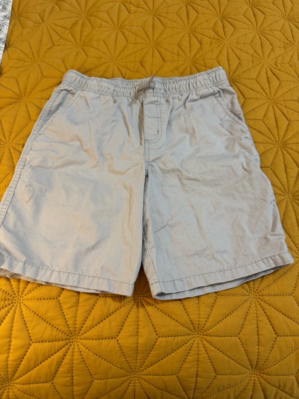 Cat & Jack Men's Light Beige Elastic-Waist Flat Front Shorts